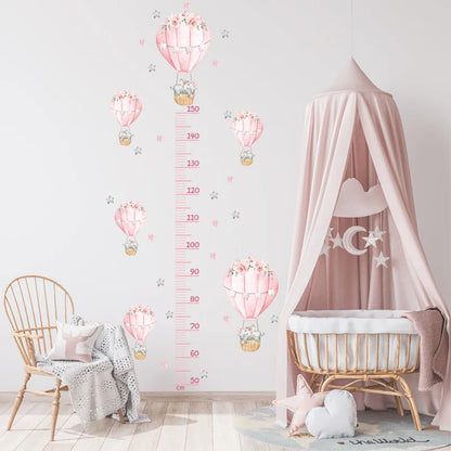 Large Sleeping Elephant Bear Moon Height Measure Wall Stickers for Kids Room Growth Chart Animals Ruller Wall Decals Home Decor-HomeDecorDecals_com