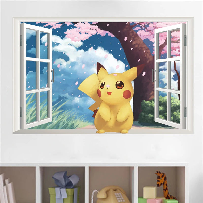 3D Cartoon Pikachu Wall Sticker for Kids Room Decor-HomeDecorDecals_com