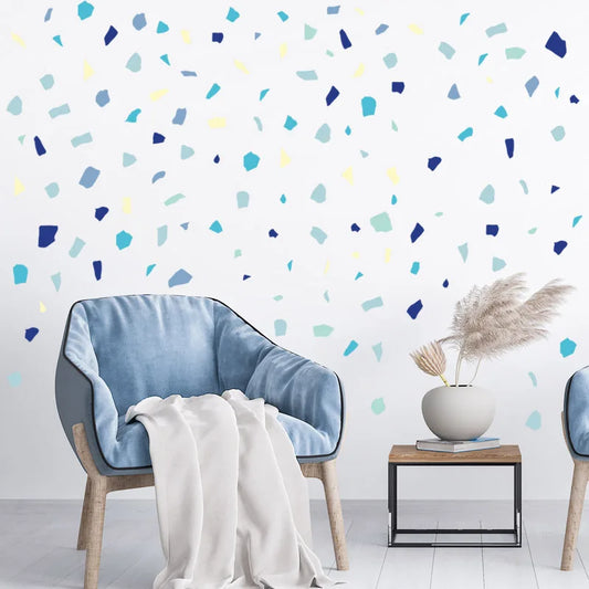 Blue Color Terrazzo Pattern Marble Shape Wall Stickers for Boy Room Decorative Wall Decals Home Decor Wallpaper Living Room-HomeDecorDecals_com