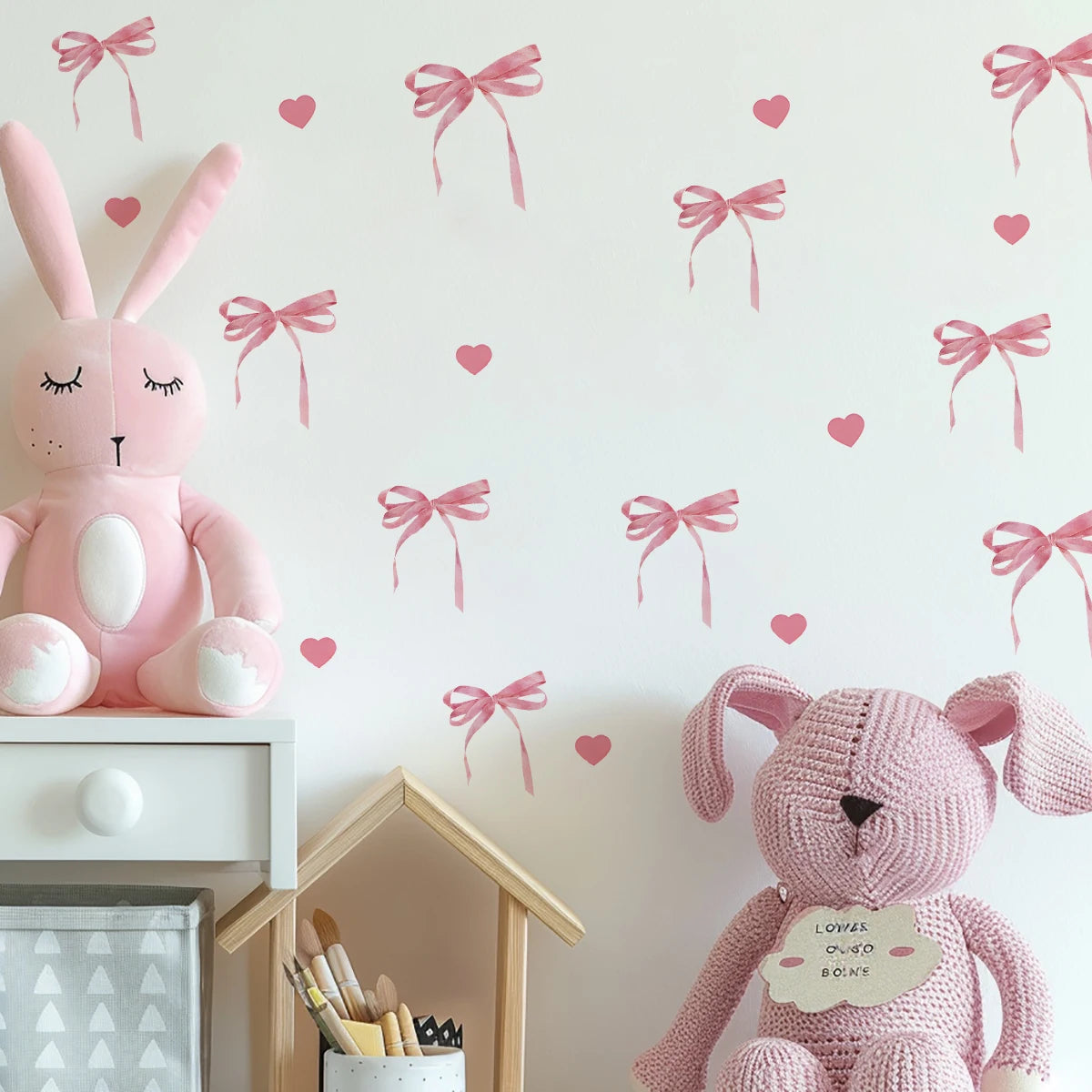 Close-up view of Pink Bow Love Wall Sticker | Home Decor by HomeDecorDecals.