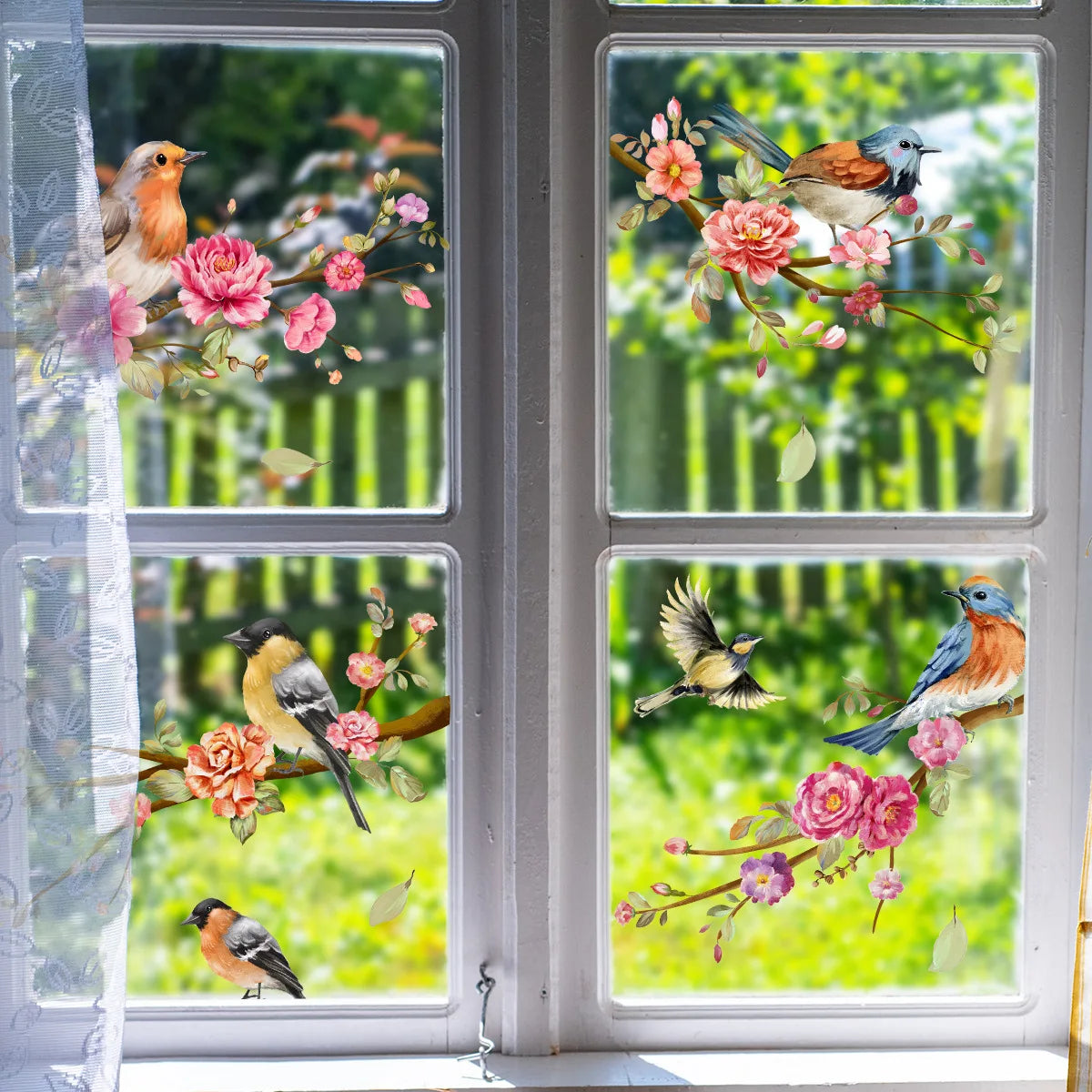 Spring Summer Flowers Birds Series Window Decoration Stickers Pvc Room Decoration Electrostatic Glass Shading Stickers-HomeDecorDecals_com