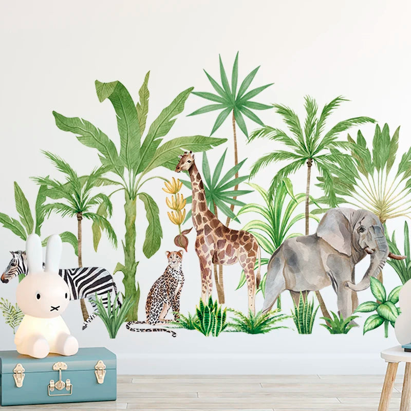 Africa Animals Wall Sticker Elephant Giraffe 15093cm-HomeDecorDecals_com