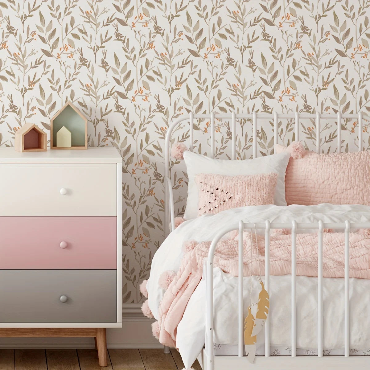 1 roll of brown plant leaves small fresh moisture-proof thickened wallpaper self-adhesive waterproof home decoration removable w-HomeDecorDecals_com