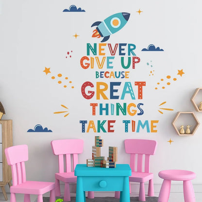 Personalized English Letters Rocket Wall Stickers Vinyl Baby Daycare Children's Room Art Stickers Home Decoration-HomeDecorDecals_com