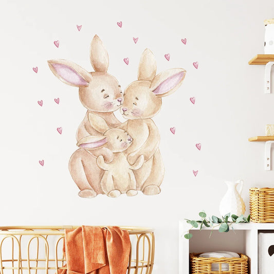 1Pc Cartoon Cute Love Heart Rabbit Wall Stickers for Kids Room Decor Baby Room Decoration Child Living Room Wall Decals DIY-HomeDecorDecals_com