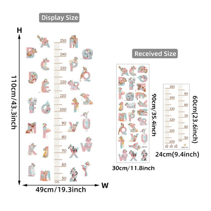 Large Sleeping Elephant Bear Moon Height Measure Wall Stickers for Kids Room Growth Chart Animals Ruller Wall Decals Home Decor-HomeDecorDecals_com