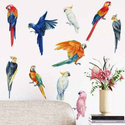 Hand-painted style Birds Wall Stickers Parrot Decal for Kids Nursery Bedroom Living Room Decor Art Removable Murals Wall Posters-HomeDecorDecals_com