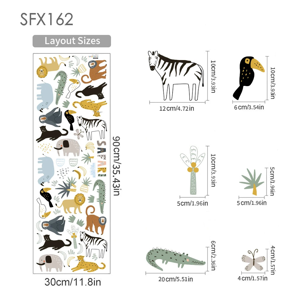 Additional view of Cartoon Safari Animals Wall Decal | Room Decor by HomeDecorDecals.