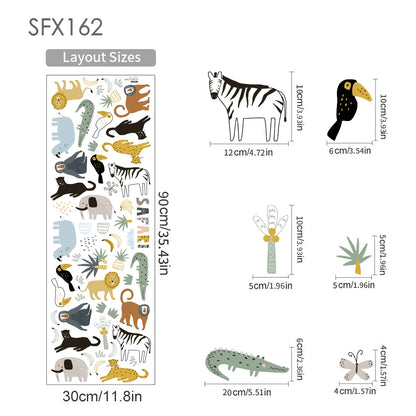 Additional view of Cartoon Safari Animals Wall Decal | Room Decor by HomeDecorDecals.