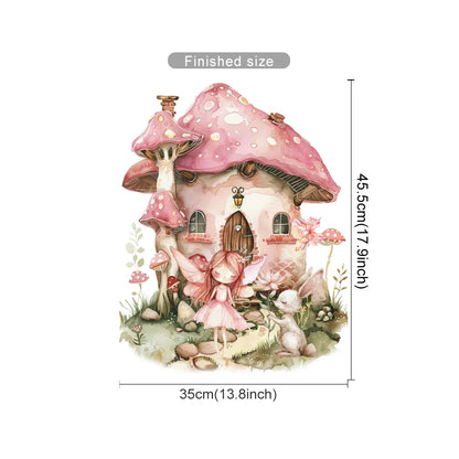 Cartoon Cute Fairy Mushroom House Plant Wall Sticker Flower Elves Wall Decals for Kids Room Baby Girl Nursery Room Bedroom Decor-HomeDecorDecals_com