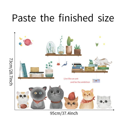 2PCS Cartoon Naughty Cats Stacked Arhats Wall Stickers Kindergarten Children'S Room Wall Decoration Fun Wallpaper-HomeDecorDecals_com
