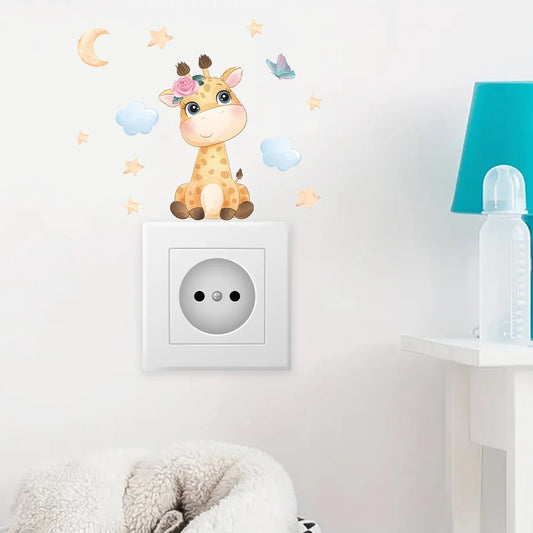 Cartoon Giraffe Switch Decal | Kids Room Decor removable peel and stick wall decal by HomeDecorDecals.