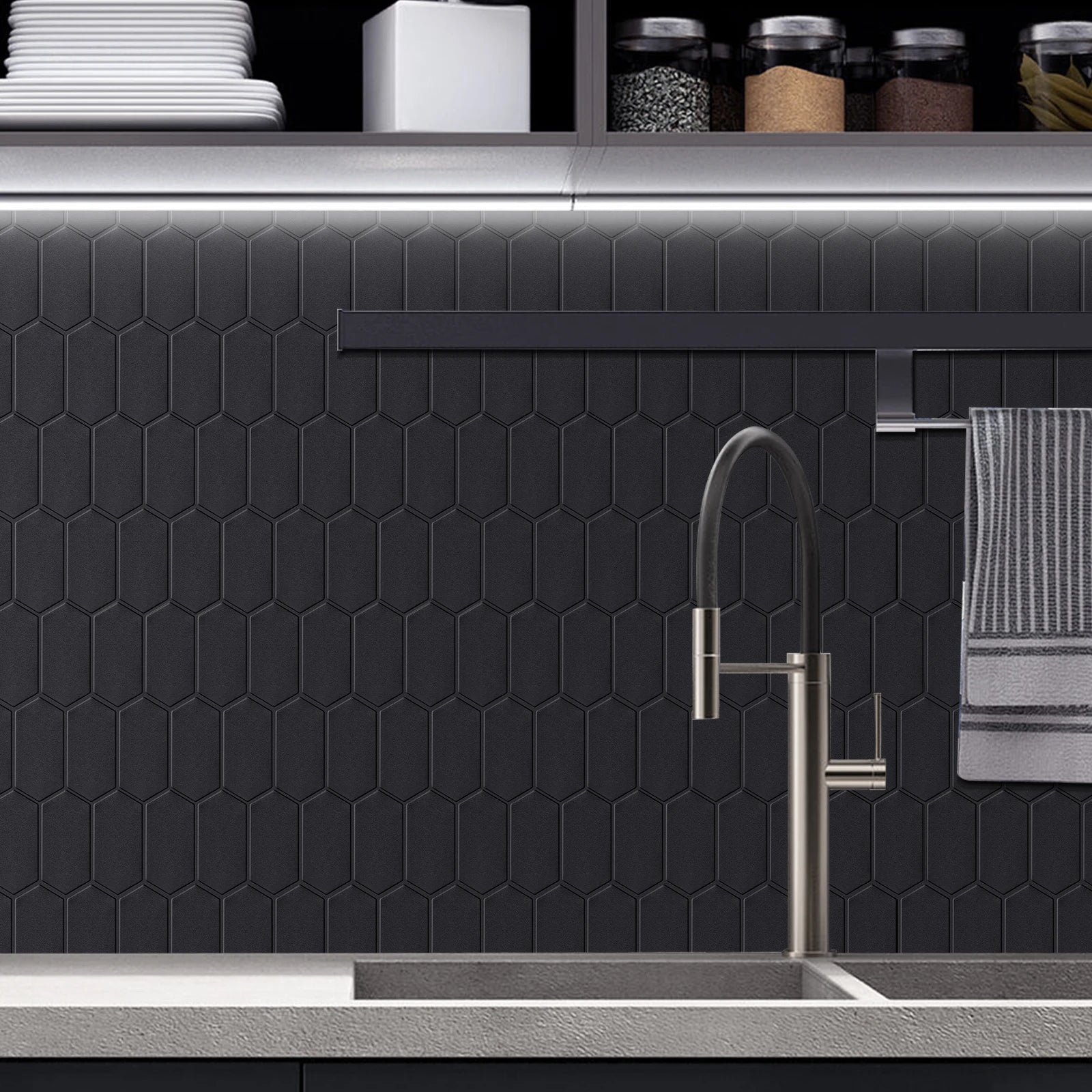 Alternative angle of Large Hexagonal Wall Tiles | Home Decor by HomeDecorDecals.