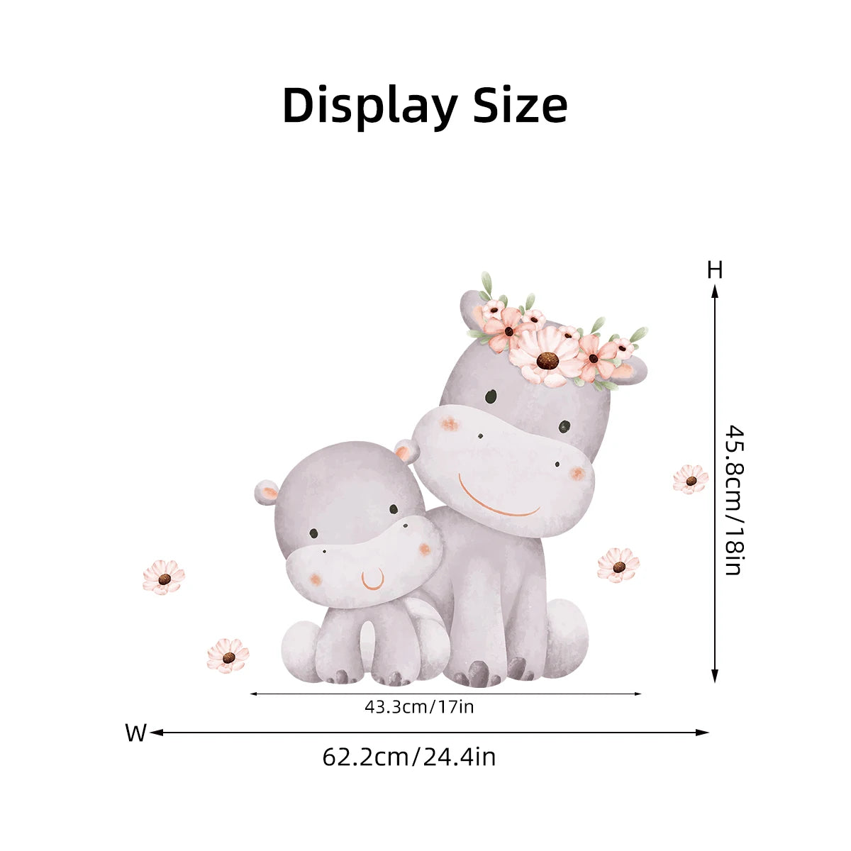 Cartoon Cute Baby Hippopotamus Wall Stickers for Kids Home Decor Accessories Living Room Wall Decals Nursery Bedroom Decoration-HomeDecorDecals_com