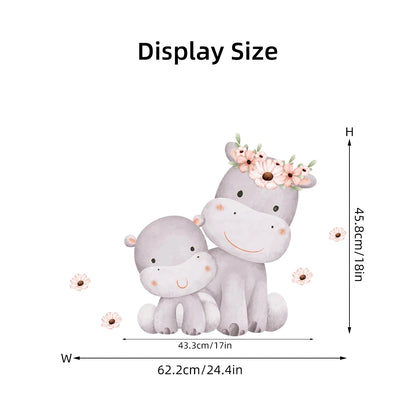 Cartoon Cute Baby Hippopotamus Wall Stickers for Kids Home Decor Accessories Living Room Wall Decals Nursery Bedroom Decoration-HomeDecorDecals_com