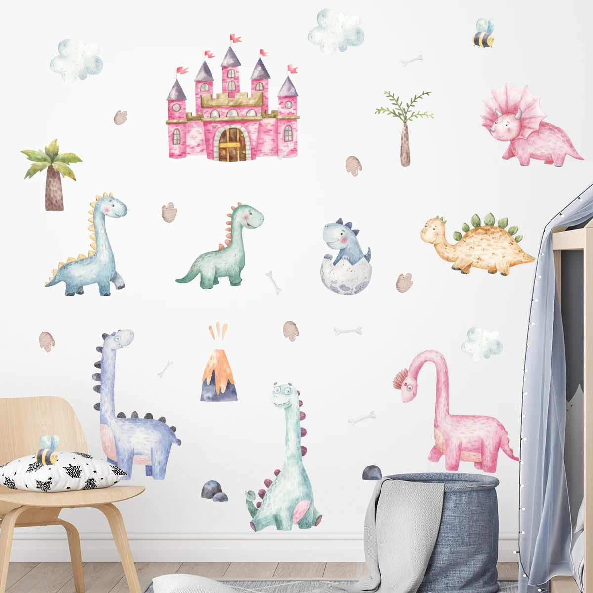 1pcs Waterproof Removable Wall Stickers for Kids Room Decor Cartoon Cute Dinosaur Wall Decals for Bedroom Decoration Home-HomeDecorDecals_com