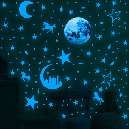 Luminous Moon and Stars Wall Stickers for Kids Room Baby Nursery Home Decoration Wall Decals Glow in the Dark Bedroom Ceiling-HomeDecorDecals_com