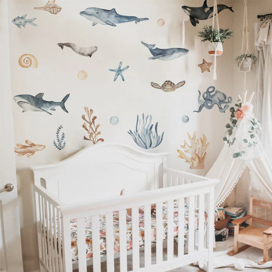 Cartoon Ocean Animals Wall Decal | Room Decor by HomeDecorDecals.