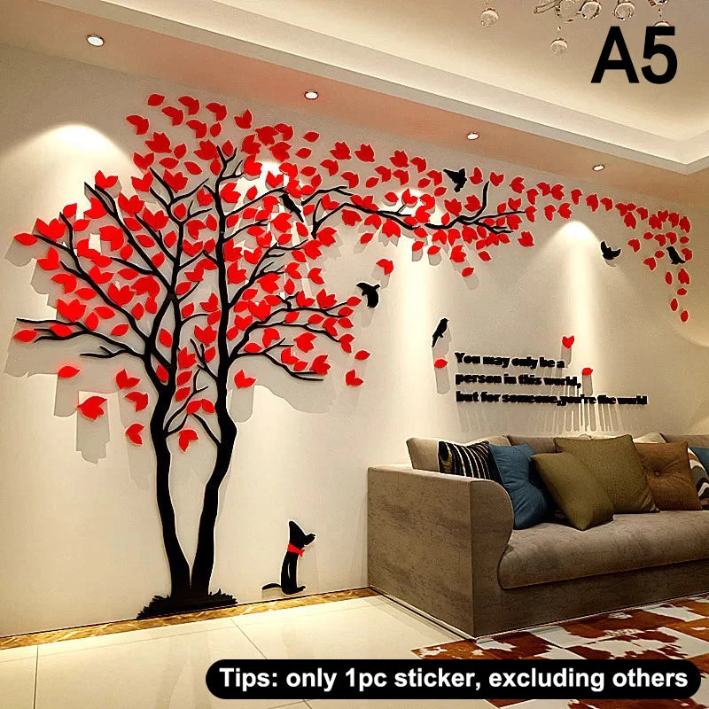 CC553D Acrylic Tree Wall Stickers Self-adhesive Background Wall Wall Decal Wall Stickers Home Decoration, Bedroom Wallpaper-HomeDecorDecals_com