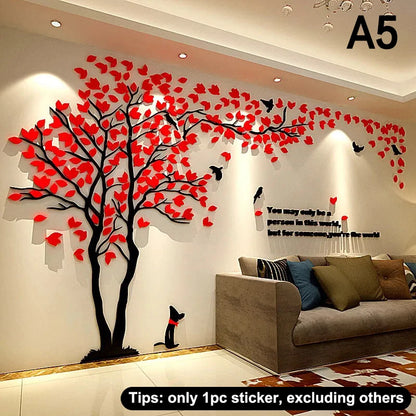 CC553D Acrylic Tree Wall Stickers Self-adhesive Background Wall Wall Decal Wall Stickers Home Decoration, Bedroom Wallpaper-HomeDecorDecals_com