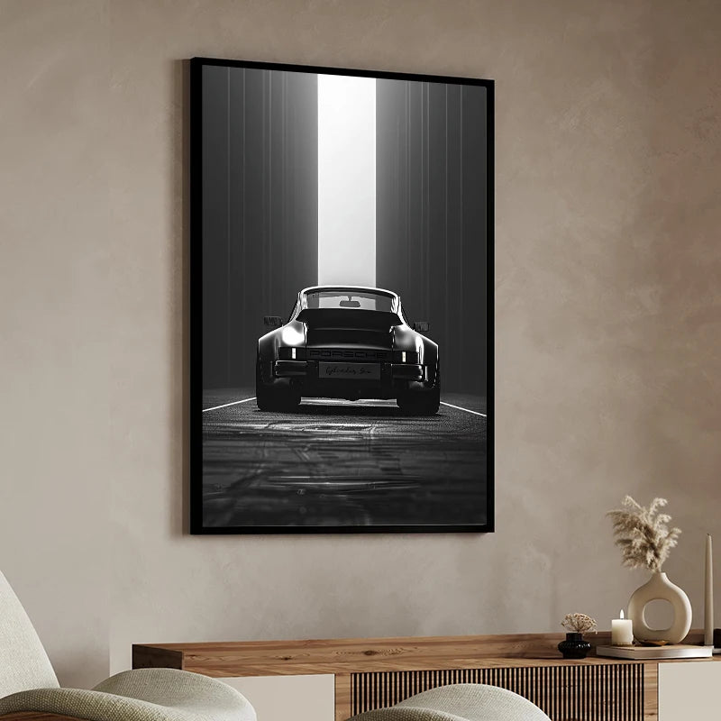 Black and White Luxury Car Art Poster Poster Canvas Painting Print Home Living Room Bedroom Entrance Bar Cafe Art Decoration-HomeDecorDecals_com