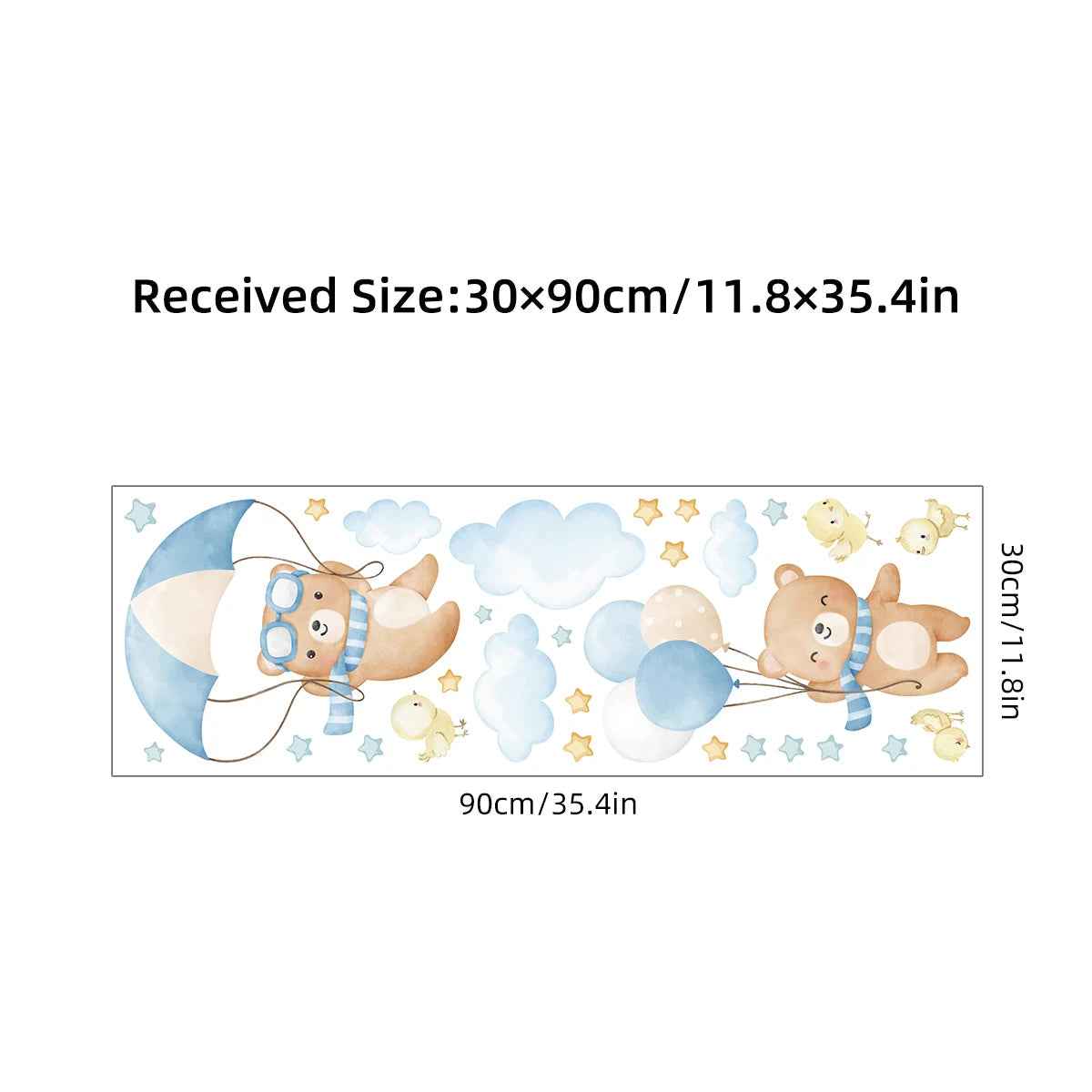 1Pc Cloud Star Cartoon Balloon Bear Wall Stickers for Kids Room Decor Wall Decals Bedroom Decoration Children's Home Nuresry-HomeDecorDecals_com