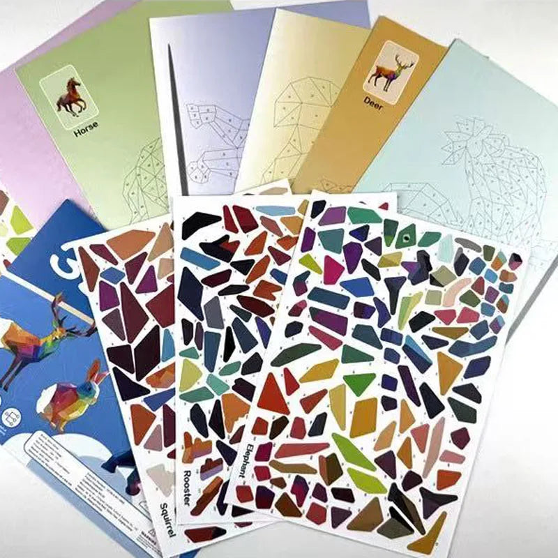 6 Theme DIY Creative 3D Puzzle Art Set Puzzle Digital Sticker Puzzle Animal Cognitive Training Enlightenment Toy Stickers-HomeDecorDecals_com