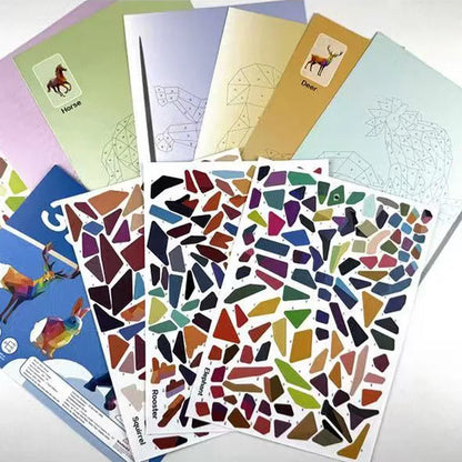 6 Theme DIY Creative 3D Puzzle Art Set Puzzle Digital Sticker Puzzle Animal Cognitive Training Enlightenment Toy Stickers-HomeDecorDecals_com