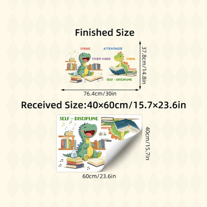 Educational Dinosaur Wall Stickers STRIVE STUDY HARD ATTENTIVELY THINK Learning Decor For Classroom Living Room Playroom-HomeDecorDecals_com