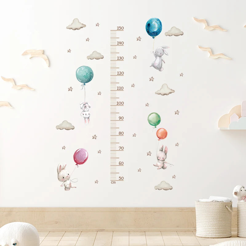 Balloon Bunny Height Measure Ruller Wall Stickers Height Chart for Kids Room Bedroom Growth Chart Wall Decals Nursery Stickers-HomeDecorDecals_com
