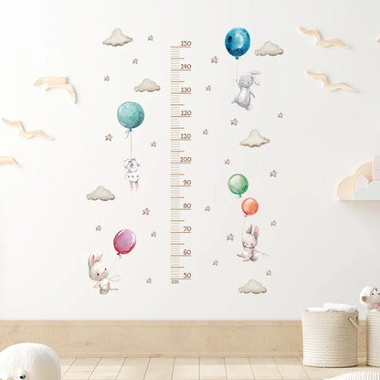 Balloon Bunny Height Measure Ruller Wall Stickers Height Chart for Kids Room Bedroom Growth Chart Wall Decals Nursery Stickers-HomeDecorDecals_com
