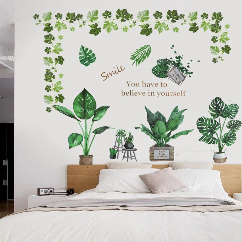 Tropical Leaves and Flowers Wall Decal | Home Decor by HomeDecorDecals.