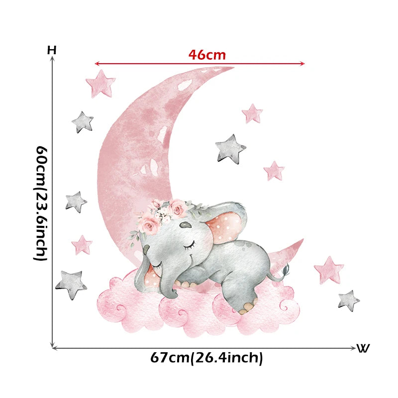 Cartoon Pink Elephant Wall Decal-HomeDecorDecals_com
