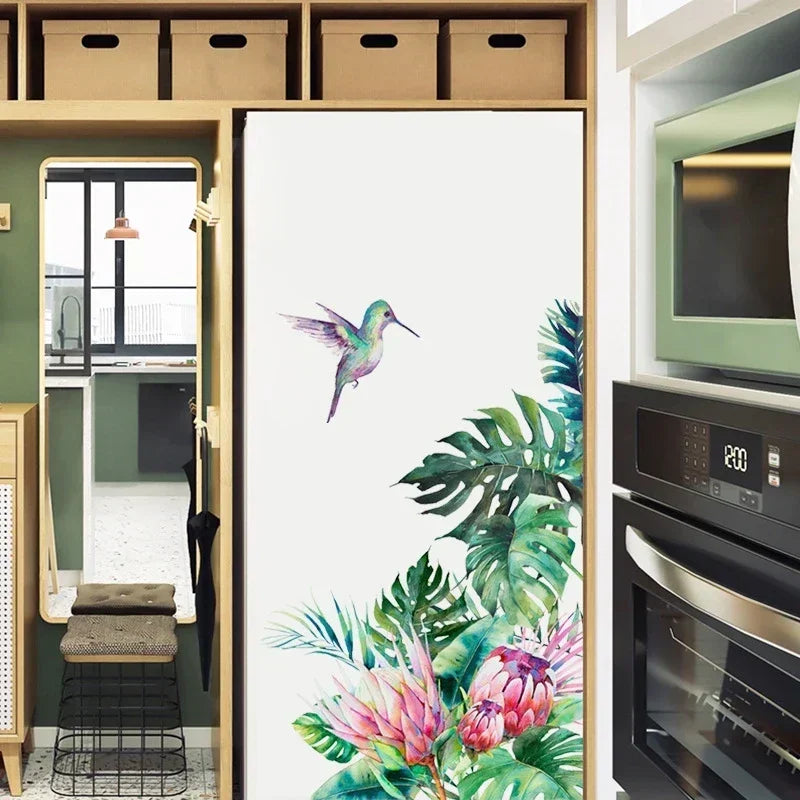 Additional view of Tropical Flowers and Birds Mural Wall Decal | Home Decor by HomeDecorDecals.