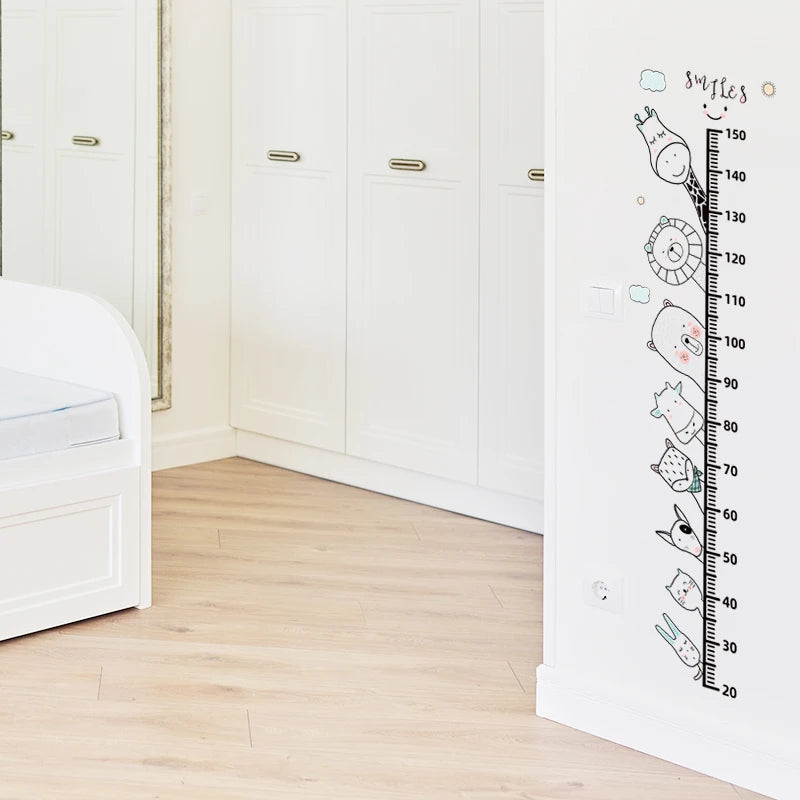 Simple Line Animals Cartoon Height Ruller Wall Stickers Grow Up Height Measure Wall Decals for kis Room Living Room Bedroom PVC-HomeDecorDecals_com