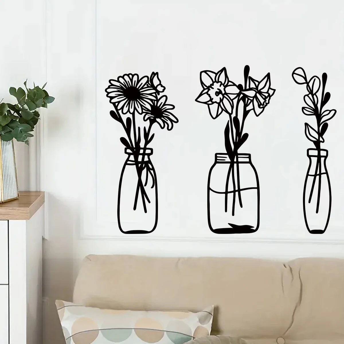 Line Flower Vase Pattern Wall Decal | Home Decor by HomeDecorDecals.