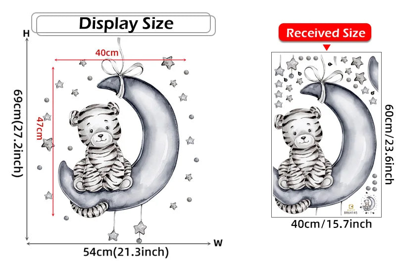 Cartoon Grey Baby Elephant Moon Gold Stars Wall Stickers for Kids Room Decor Nurserry Wall Decals Girl Boy Room Decorative-HomeDecorDecals_com