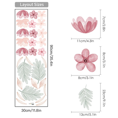 Boho Pink Floral Botanical Wall Decal | Home Decor home decor design by HomeDecorDecals.