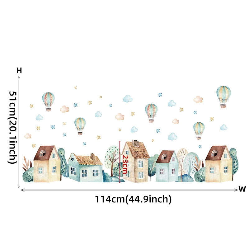 Watercolor Animals BalloonWall Stickers for Children's Room Blue Color for Kids Room Baby Nursery Room Wall Decals Boy Room-HomeDecorDecals_com