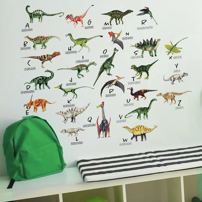 Cartoon Dinosaur Wall Sticker English Alphabet Children's Preschool Education Decorative Wall Sticker Self-adhesive Wall Sticker-HomeDecorDecals_com