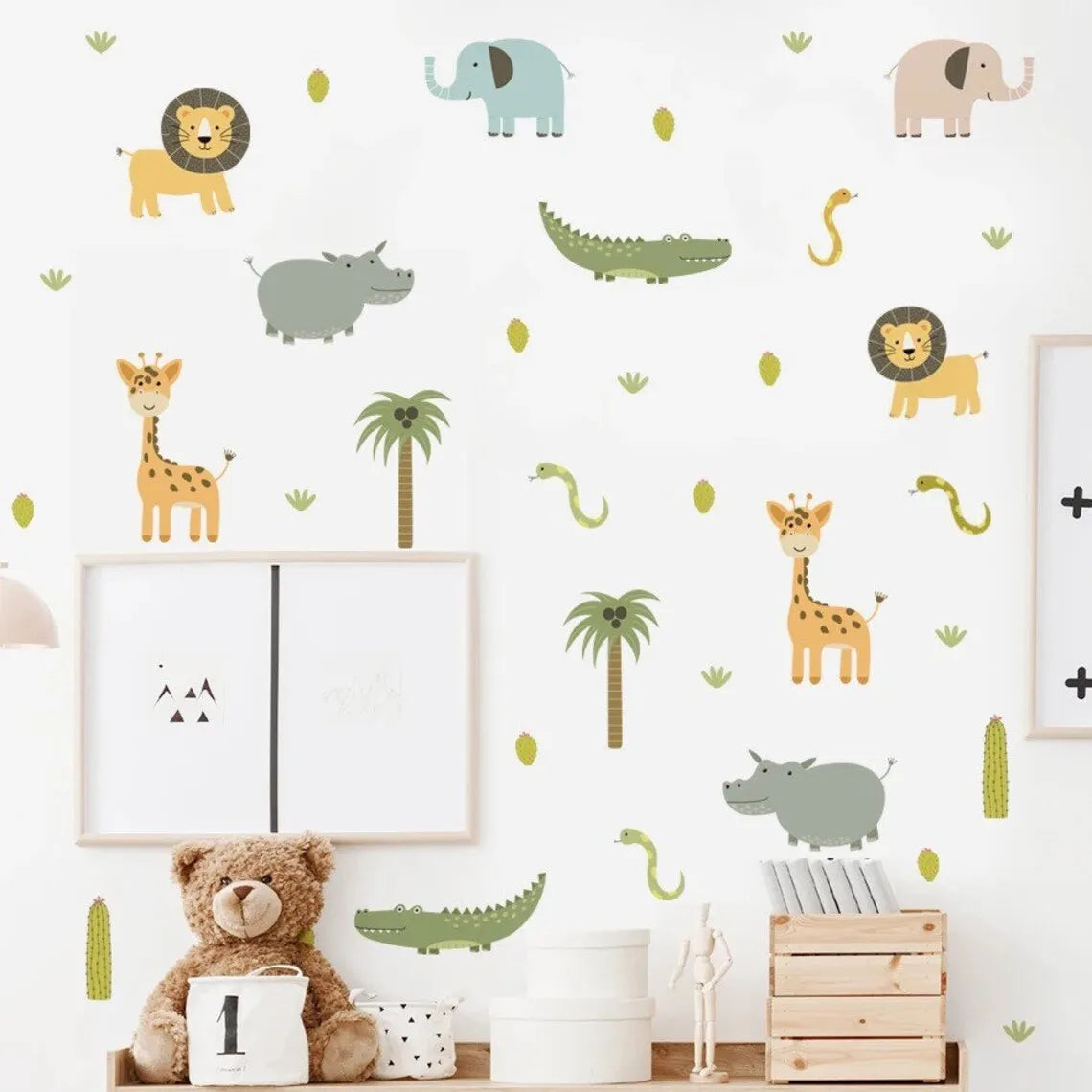 Cartoon Safari Animals Wall Decal | Room Decor design details by HomeDecorDecals.