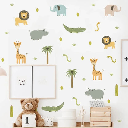 Cartoon Safari Animals Wall Decal | Room Decor design details by HomeDecorDecals.