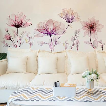 Close-up view of Pink Flower Wall Decal | Home Decor by HomeDecorDecals.
