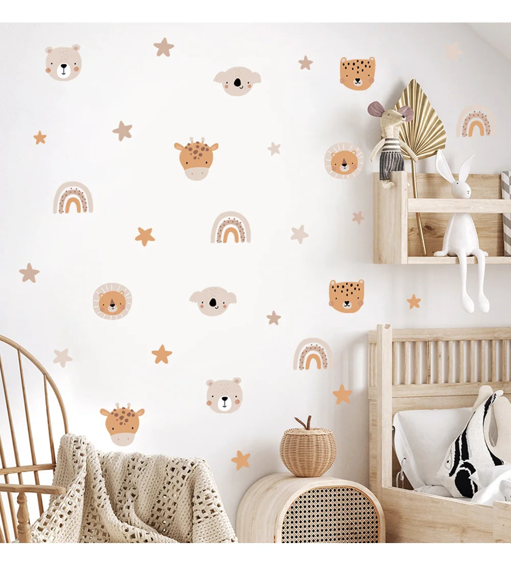 Cartoon Rainbow Bear Animals and Star Wall Decal | Home Decor by HomeDecorDecals.