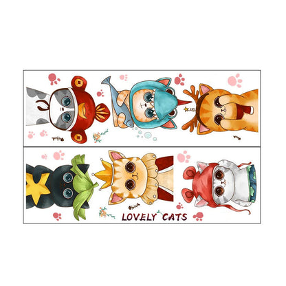 2PCS Cartoon Naughty Cats Stacked Arhats Wall Stickers Kindergarten Children'S Room Wall Decoration Fun Wallpaper-HomeDecorDecals_com