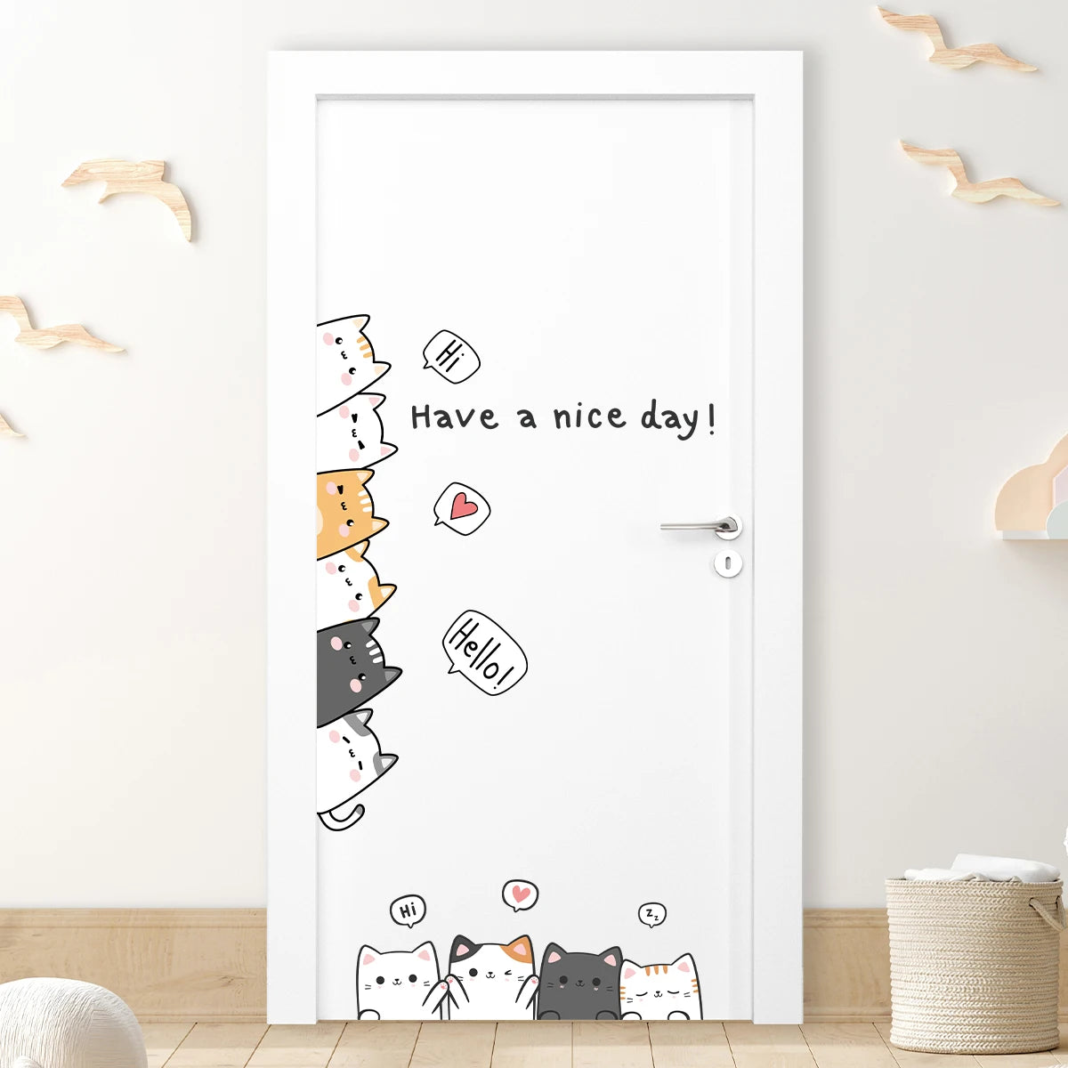 1Pc Cartoon Animals Baby Room Wall Stickers for Front Door Sheet Kids Room Children's Bedroom Wall Decals Home Decoration-HomeDecorDecals_com