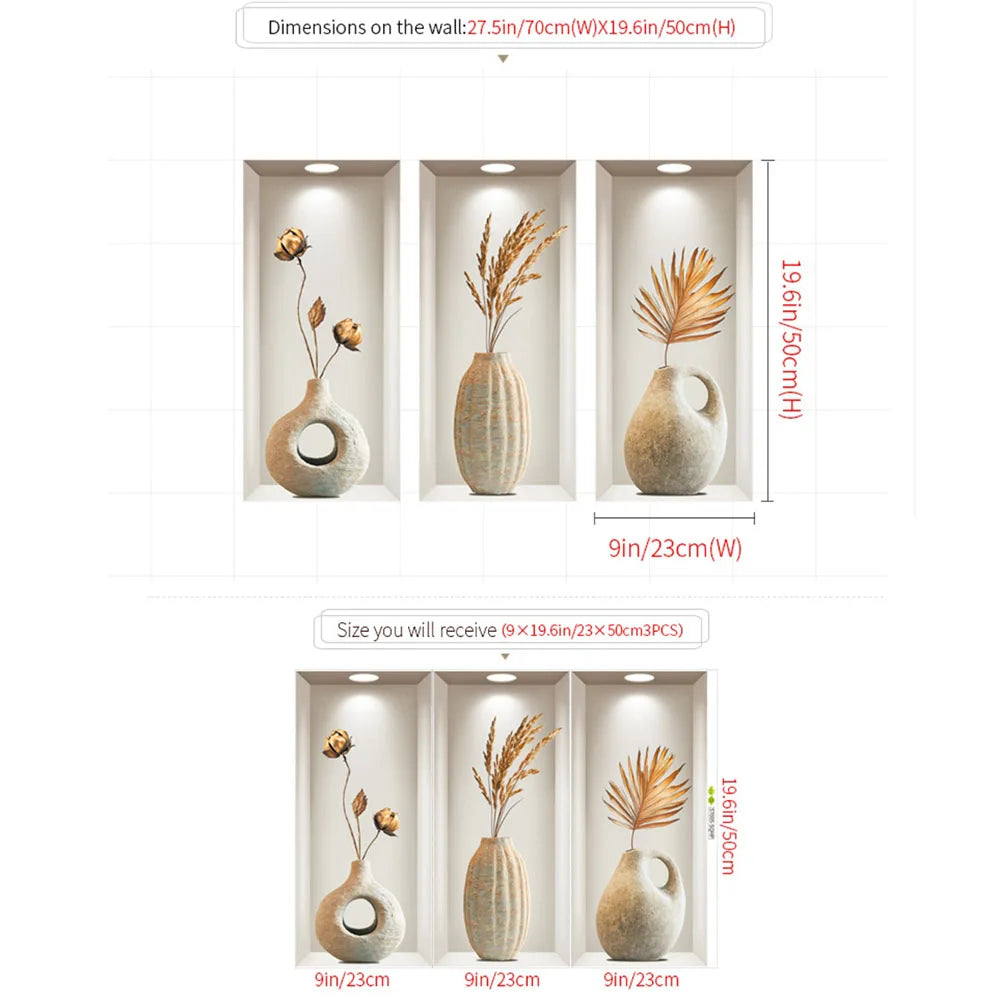 Golden Decorative Flower Vase Wall Decal | Home Decor displayed in room decor by HomeDecorDecals.