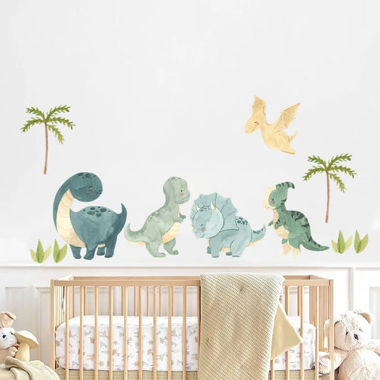 Watercolor Dinosaur Animal Forest Tree Wall Stickers Adventure Travel Jungle Woodland Wall Decal Bedroom Baby Nursery Decor-HomeDecorDecals_com