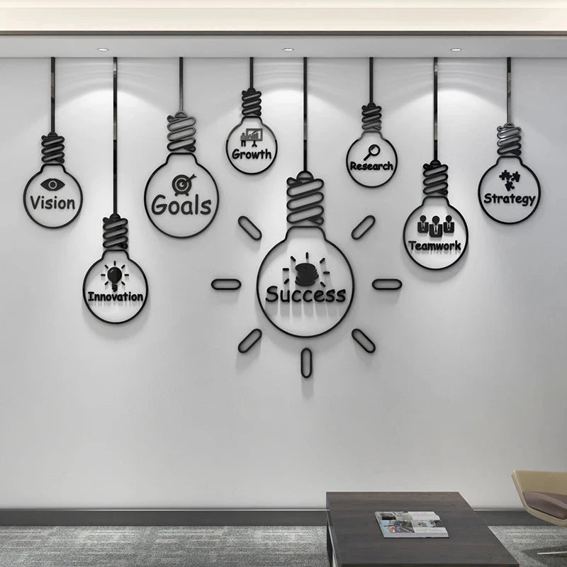 Office Wall Decor Painting 3D Stereo Acrylic Home Living Room Decor Wall Sticker Company Corporate Inspirational Wall Sticker-HomeDecorDecals_com
