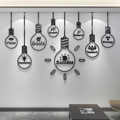 Office Wall Decor Painting 3D Stereo Acrylic Home Living Room Decor Wall Sticker Company Corporate Inspirational Wall Sticker-HomeDecorDecals_com